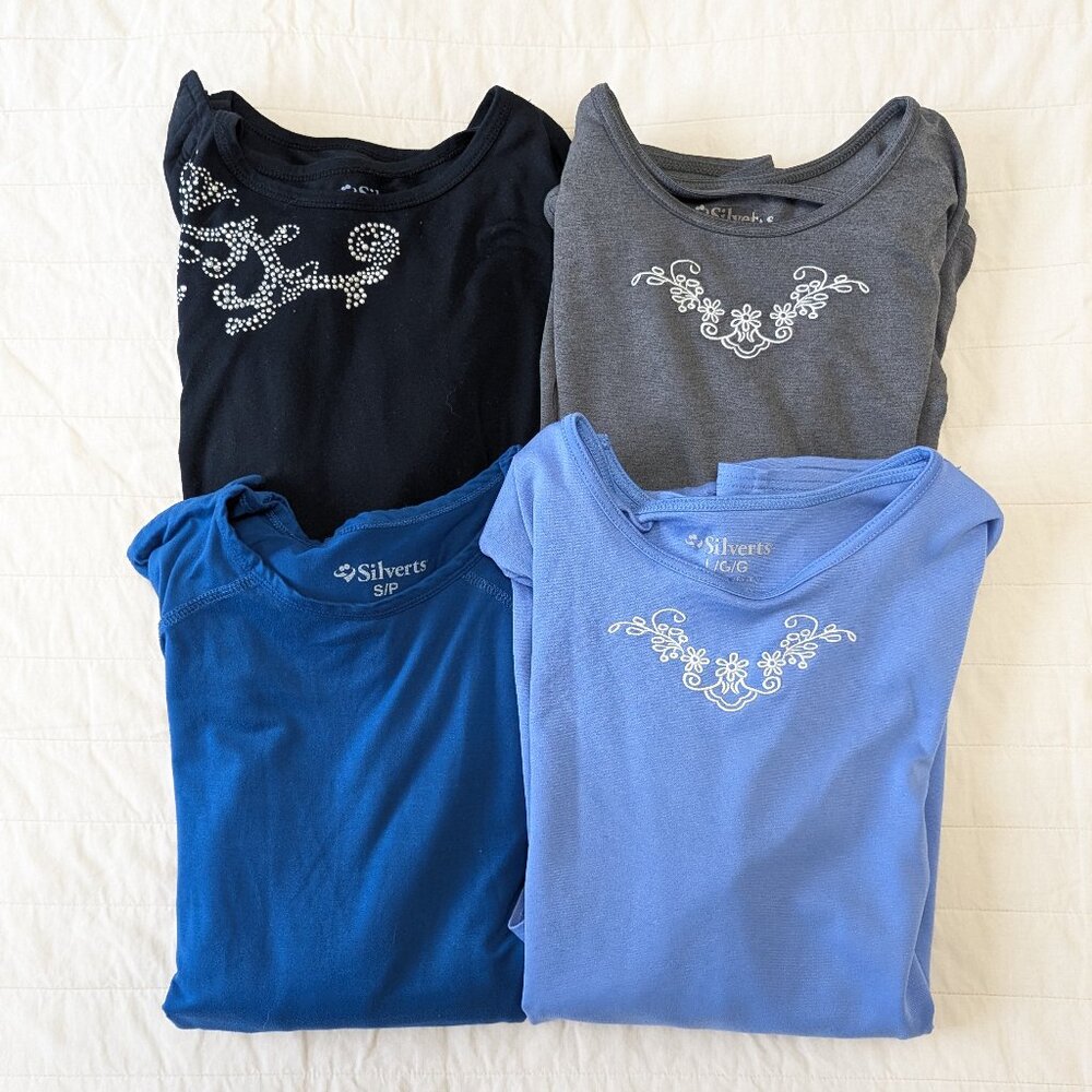 LOT of 4 Silverts Adaptive Ladies tops, shoulder buttons closures open back
